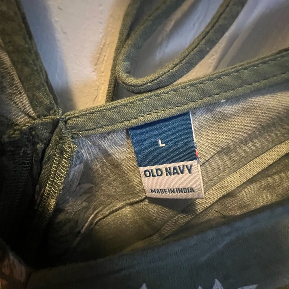 Old Navy Olive Green Floral Midi Dress - Picture 2 of 3